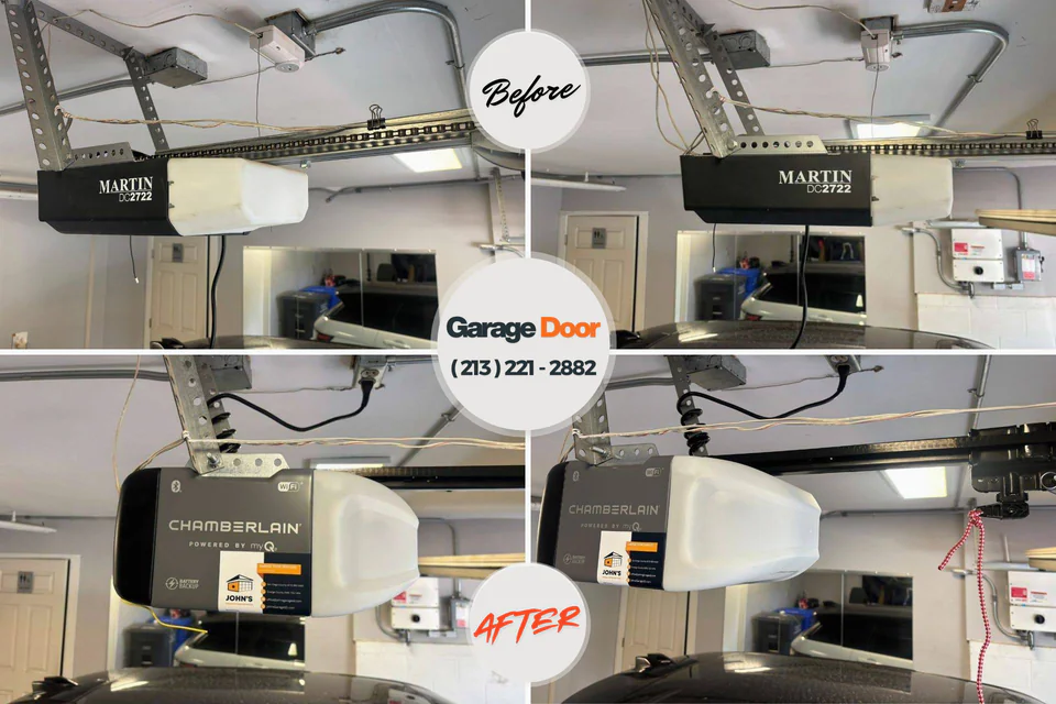 Before and after: garage door repair Lacombe, LA